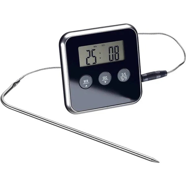 Digitális húshőmérő szondával, LCD kijelzővel, időzítővel, -50–250 °C