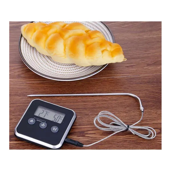 Digitális húshőmérő szondával, LCD kijelzővel, időzítővel, -50–250 °C