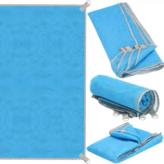 Springos homokmentes strandpléd 200×150 cm kék–szürke poliészter