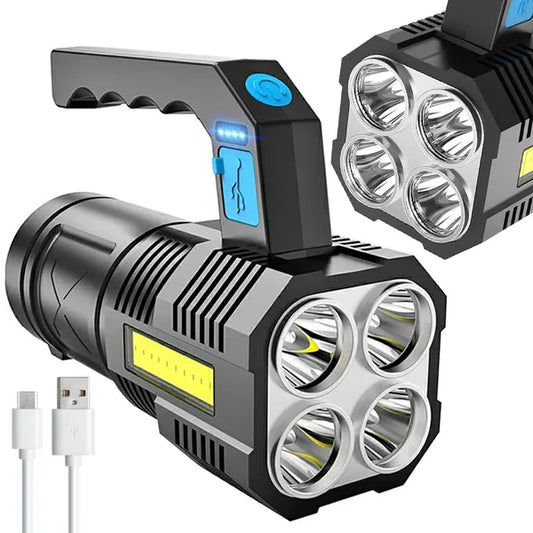 Újratölthető, 2 az 1-ben LED keresőlámpa COB oldalfénnyel, USB töltés