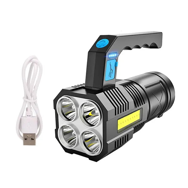 Újratölthető, 2 az 1-ben LED keresőlámpa COB oldalfénnyel, USB töltés