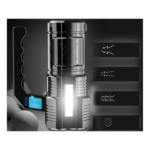 Újratölthető, 2 az 1-ben LED keresőlámpa COB oldalfénnyel, USB töltés