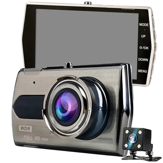 Full HD autós menetrögzítő kamera 4" LCD-vel, 170° + tolatókamera