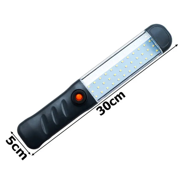 Műhelylámpa 48 COB LED-del, USB-s tölthető akkuval, mágneses kampóval