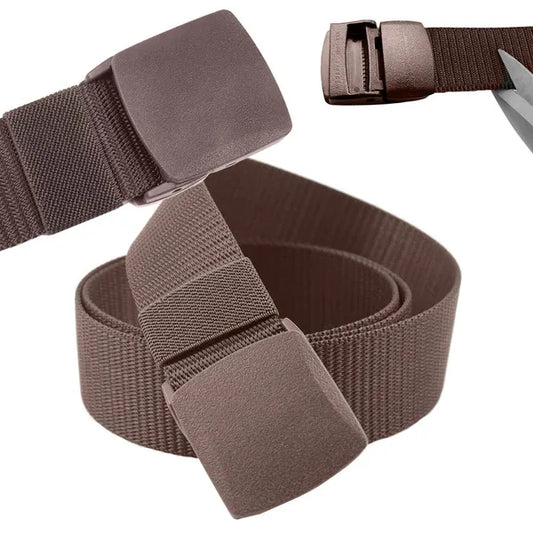 Barna taktikai öv műanyag csattal, állítható 120×3,7 cm poliészter
