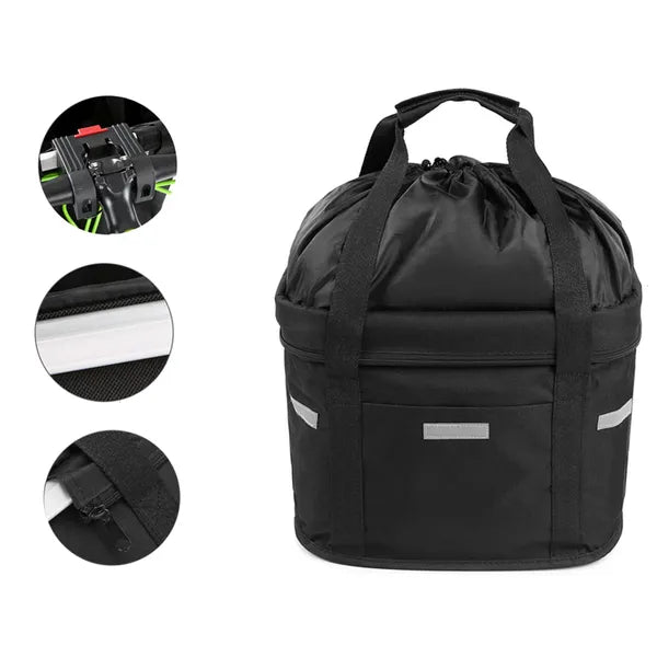 Levehető első kerékpár kosár click rendszerrel, 6 kg, 32×22×25 cm, fekete