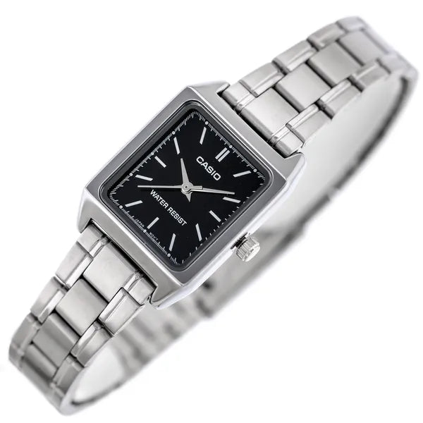 Casio LTP-V007D-1E női karóra, rozsdamentes acél szíj, fekete számlap