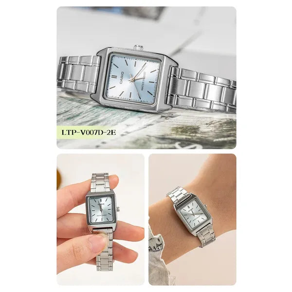 Casio LTP-V007D-2E női karóra, rozsdamentes acél, kék számlap