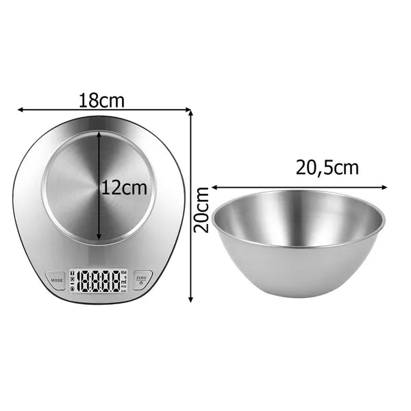 Digitális konyhai mérleg 5kg/1g pontossággal, rozsdamentes tál