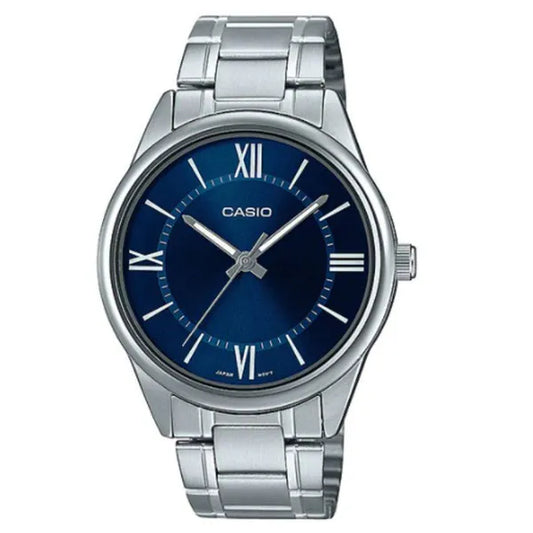 Casio MTP-V005D-2B5 férfi karóra, rozsdamentes acél szíj, kék számlap, WR30