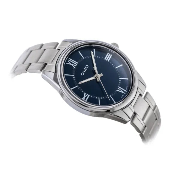 Casio MTP-V005D-2B5 férfi karóra, rozsdamentes acél szíj, kék számlap, WR30