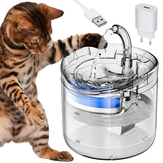 Automata itató macskáknak és kutyáknak, 1,8 l, átlátszó, USB, szűrős