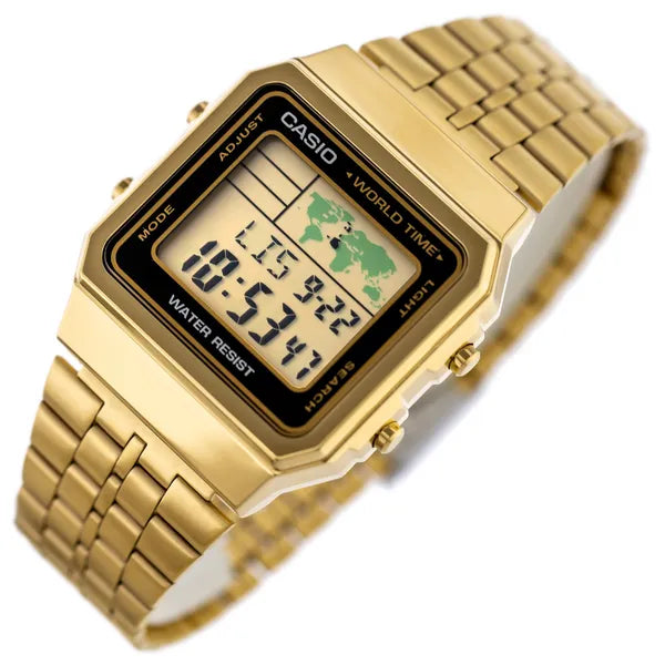 Casio Vintage A500WGA-1 férfi arany digitális karóra, rozsdamentes, WR30