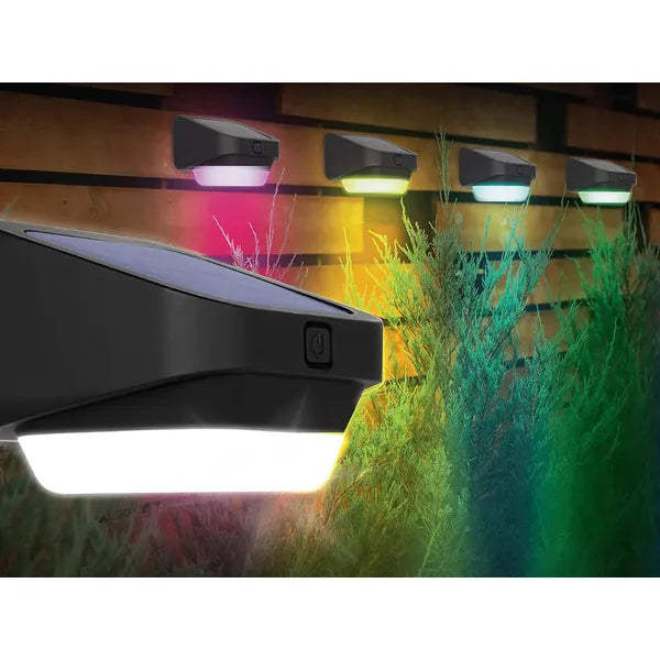 Napelemes RGB LED kültéri lámpa lépcsőre, teraszra, alkonykapcsolóval