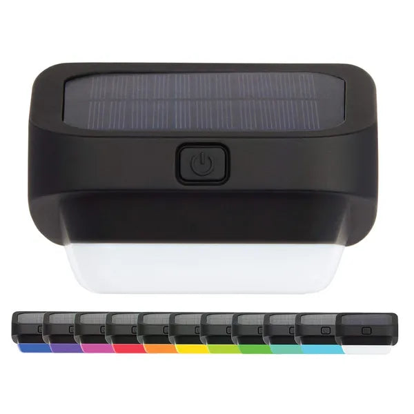 Napelemes RGB LED kültéri lámpa lépcsőre, teraszra, alkonykapcsolóval