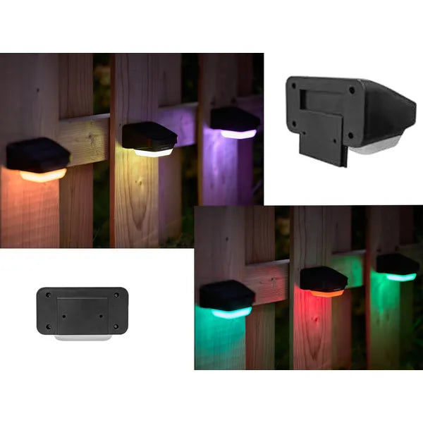 Napelemes RGB LED kültéri lámpa lépcsőre, teraszra, alkonykapcsolóval
