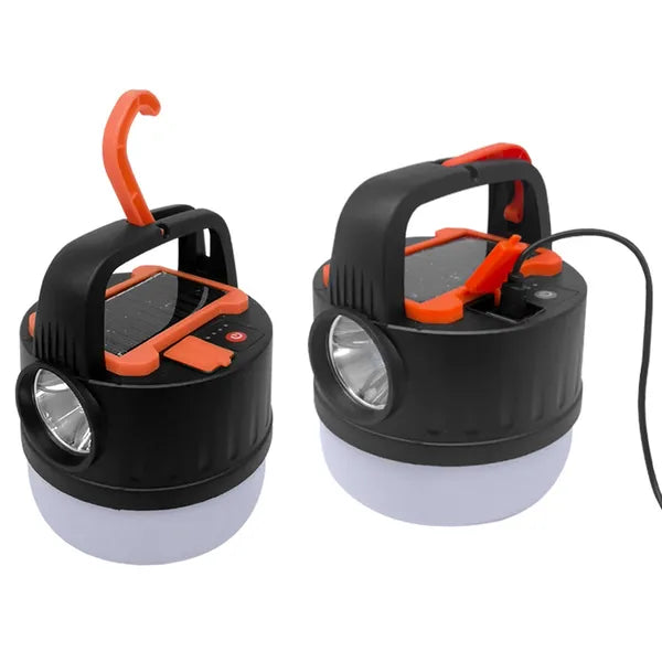 Napelemes újratölthető LED kempinglámpa USB-vel, távvezérlővel