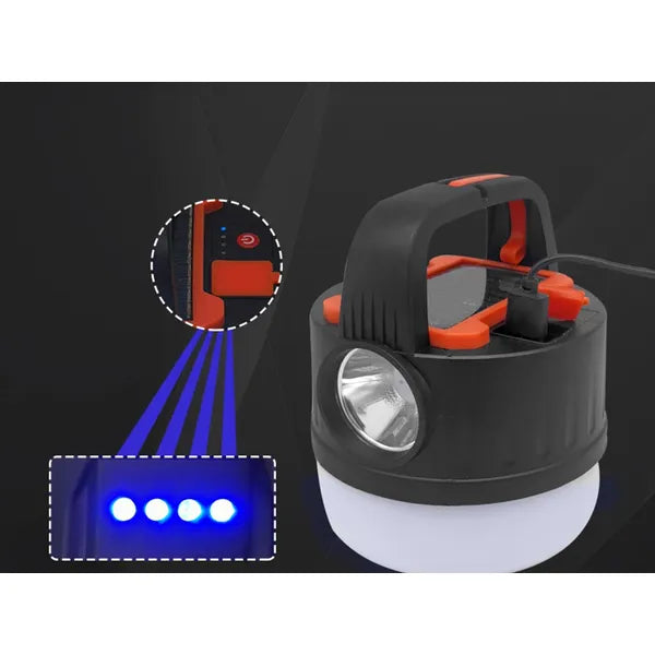 Napelemes újratölthető LED kempinglámpa USB-vel, távvezérlővel