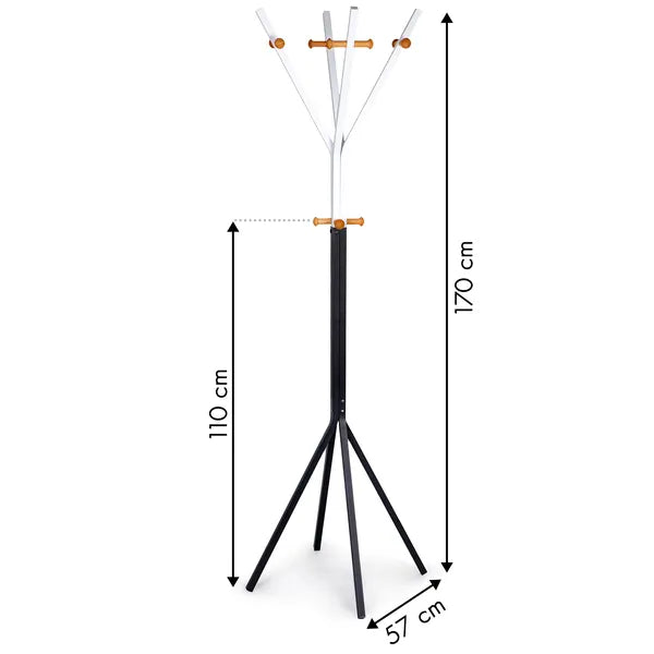 ModernHome fém ruhafogas állvány, 170 cm, 12 akasztó, fekete/fehér