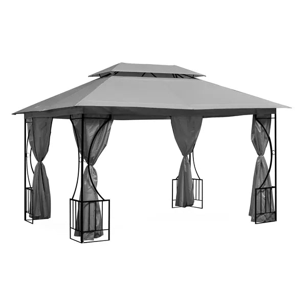Kerti pavilon 3×4 m, teljes oldalfallal, acél vázzal, szürke