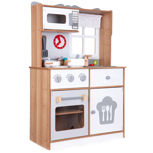 Fa játékkonyha gyerekeknek, 16 kiegészítővel, 92 cm magas – ECOTOYS