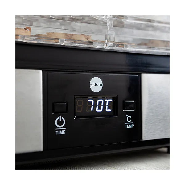 Eldom SG500 aszalógép, 5 tálca 30x23 cm, 40-70 °C, 48 h időzítő, 245 W