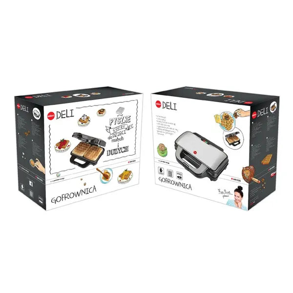 Eldom Deli WA100S inox gofrisütő 1000 W, 2 nagy gofri, tapadásmentes