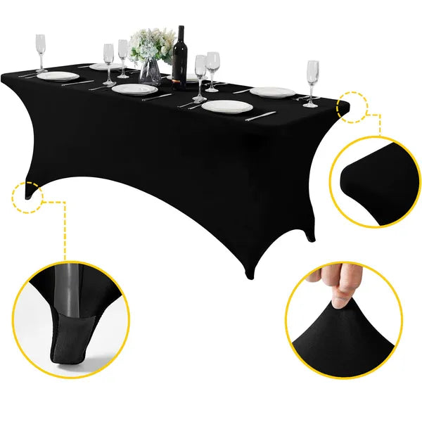 Univerzális asztalterítő huzat vendéglátóipari asztalra 180 cm 6FT fekete elasztikus | HTSP6FT BLACK