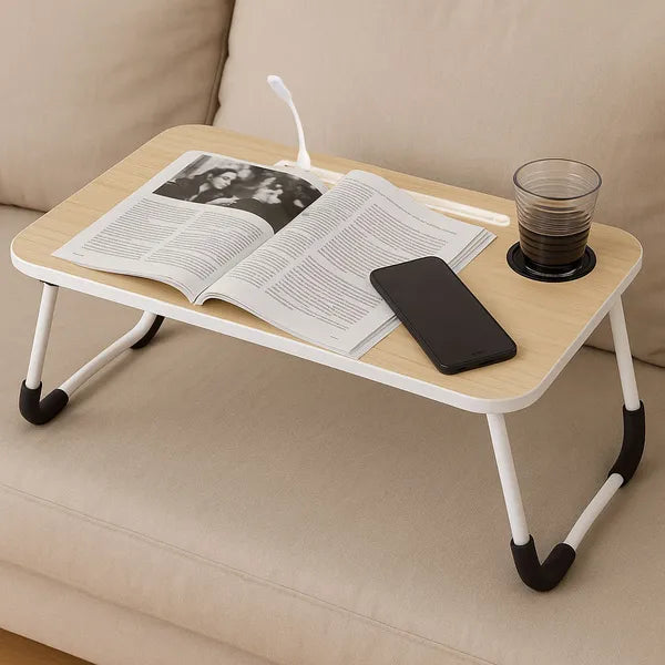 Összecsukható laptop állvány tálca 60x40 cm, lámpával és ventilátorral