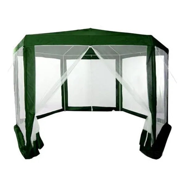 Kerti pavilon 2×2×2 m, szúnyogháló, vízálló PE, zöld, fém váz