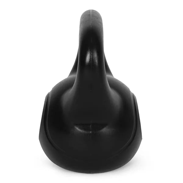 Kettlebell 12 kg, műanyag burkolat, ergonomikus markolat, lapos talppal