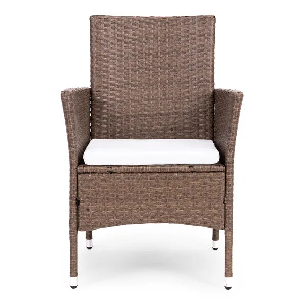 Polyrattan kerti bútor szett, 4 szék + edzett üveg asztal, világosbarna