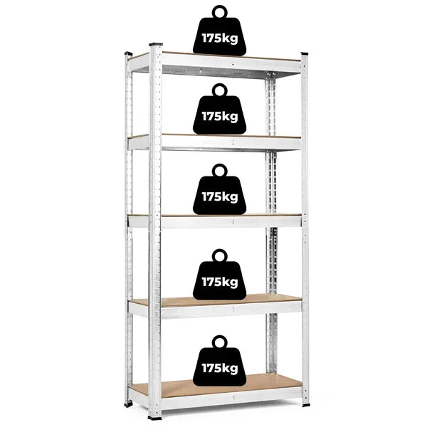 Állítható polcrendszer 205x120x45 cm, horganyzott, 5 polc, 875 kg teherbírás