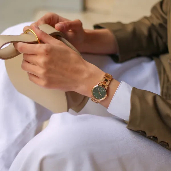 Daniel Wellington Iconic Emerald női karóra 28 mm rozéarany/zöld, acél