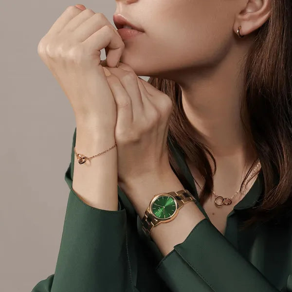 Daniel Wellington Iconic Emerald női karóra 28 mm rozéarany/zöld, acél