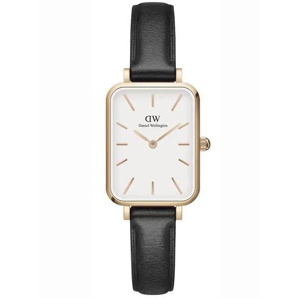 Daniel Wellington Quadro Pressed Sheffield női karóra, 32 mm, fekete bőr/rozéarany