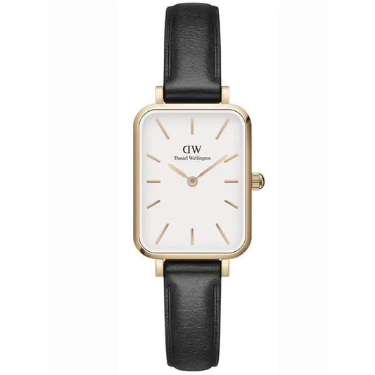 Daniel Wellington Quadro Pressed Sheffield női karóra, 32 mm, fekete bőr/rozéarany
