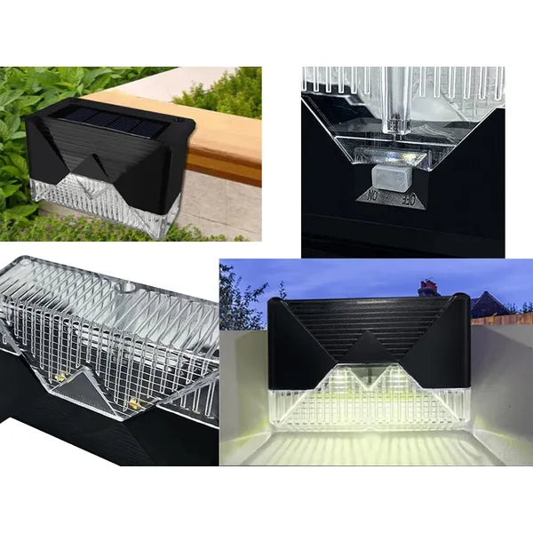 Napelemes LED kerti lépcső- és kerítéslámpa IP65, 4 db, hideg fehér