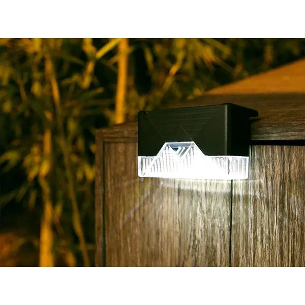 Napelemes LED kerti lépcső- és kerítéslámpa IP65, 4 db, hideg fehér