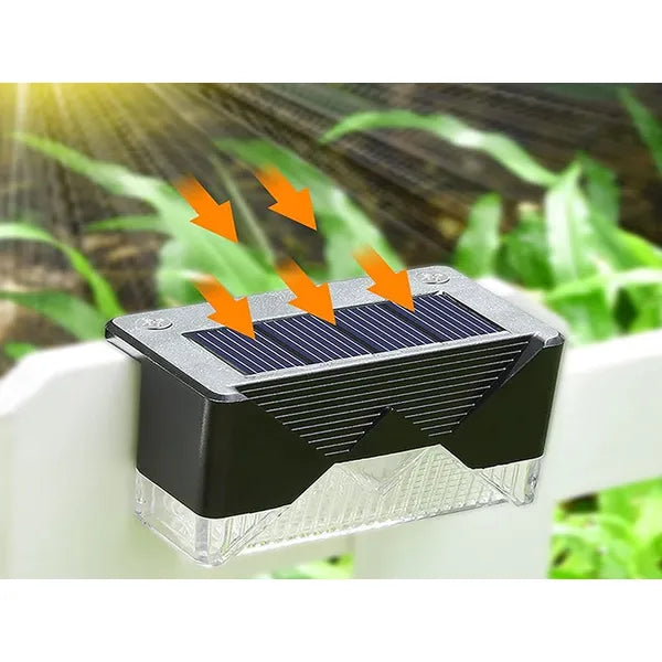 Napelemes LED kerti lépcső- és kerítéslámpa IP65, 4 db, hideg fehér