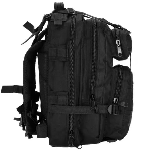 Fekete sport- és túrahátizsák, 42x23x24 cm, 4 zsebes, 700 g poliészter