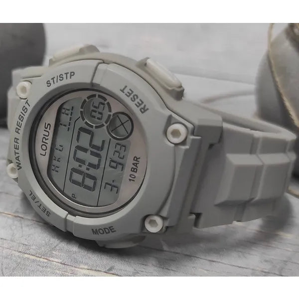 Lorus Sport R2335PX9 unisex karóra szilikon szíjjal, szürke, WR100, stopper