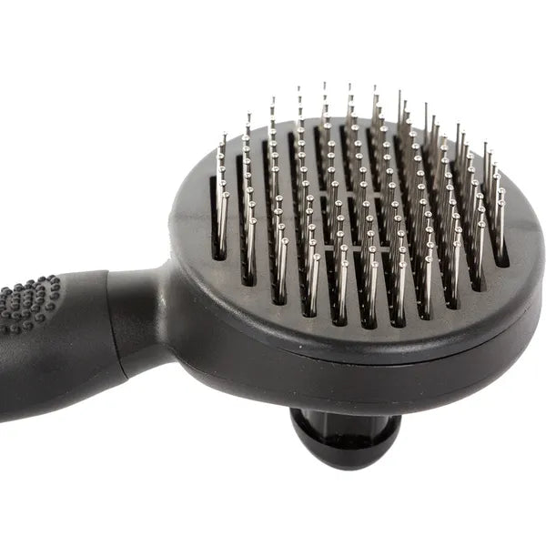Ön-tisztuló kutya–macska szőrkefe, ergonomikus gumírozott nyél, 19 cm