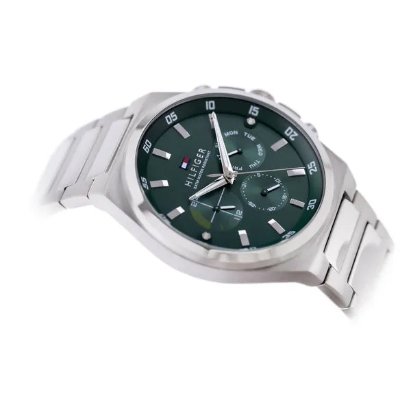 Tommy Hilfiger Dexter férfi karóra, zöld számlap, acél szíj, 46 mm, WR50