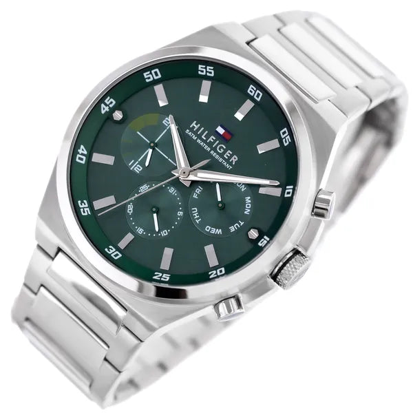 Tommy Hilfiger Dexter férfi karóra, zöld számlap, acél szíj, 46 mm, WR50
