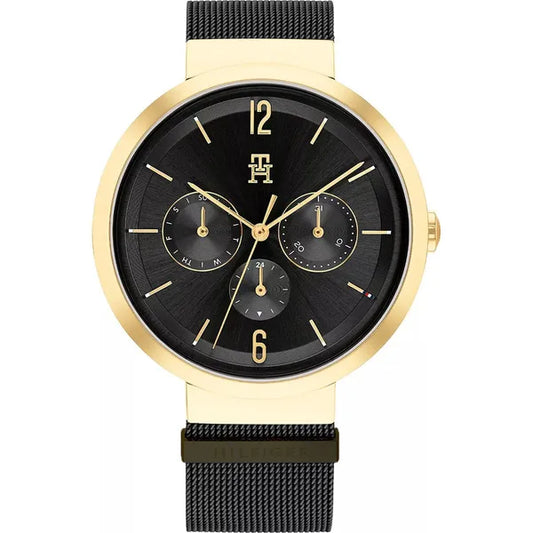 Tommy Hilfiger Lidia női karóra, fekete-arany acél, 34 mm WR30