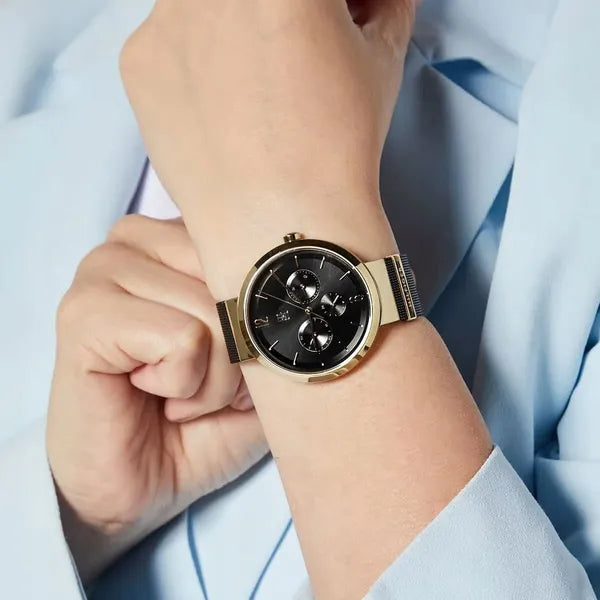 Tommy Hilfiger Lidia női karóra, fekete-arany acél, 34 mm WR30