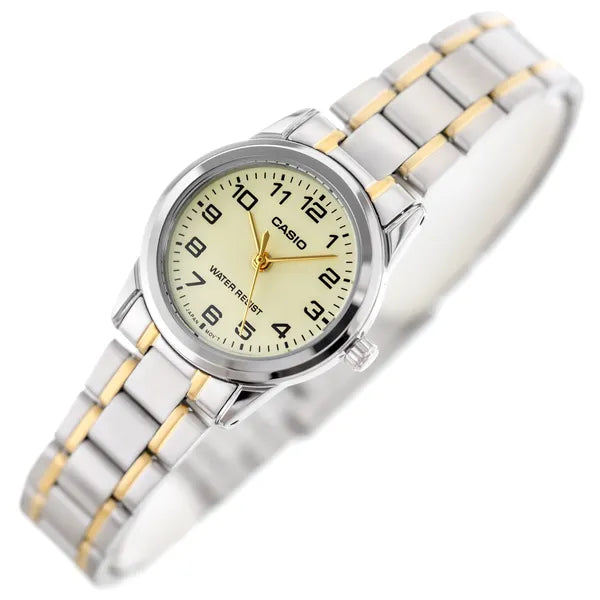 Casio LTP-V001SG-9B női karóra arany-ezüst acél, kvarc, WR30, 25 mm