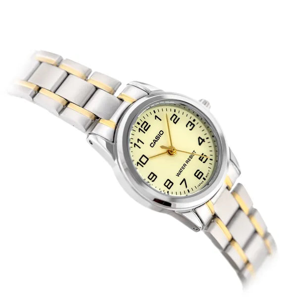 Casio LTP-V001SG-9B női karóra arany-ezüst acél, kvarc, WR30, 25 mm