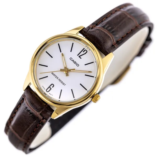 Casio Collection női karóra LTP-V005GL-7B, bőrszíj, fehér számlap
